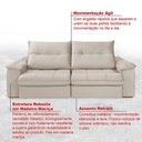 Ver imagem 5 de Sofá Dallas Reclinável e Retrátil Dallas 3 Lugares Veludo Aconchegante Império Areia 162