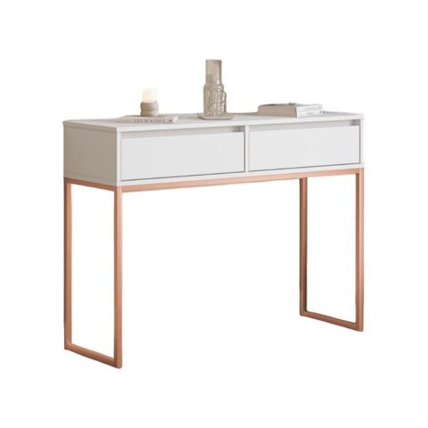 Buffet Luce Retro Madeira 2 Gavetas Estilo Industrial Branco Cobre
