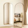 Espelho Grande Oval Base Reta com Moldura Alumínio Bronze Corpo Inteiro 170 X 70 C/suporte de Chão - 1