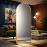Espelho Grande Oval Base Reta com Moldura Alumínio Bronze Corpo Inteiro 170 X 70 C/suporte de Chão - 10