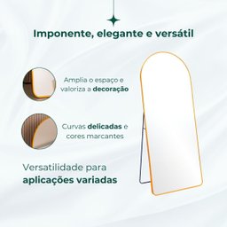 Espelho Grande Oval Base Reta com Moldura Metal Corpo Inteiro 170 X 70 Cm C/suporte de Chão - 6
