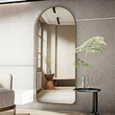 Ver imagem 3 de Espelho Grande Oval Base Reta com Moldura Alumínio Bronze Corpo Inteiro 170 X 70 C/suporte de Chão