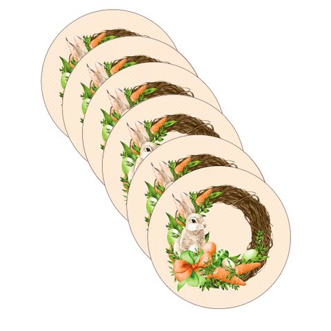 Kit Sousplat Páscoa Cenoura/salmão - 6 Peças - sem Base