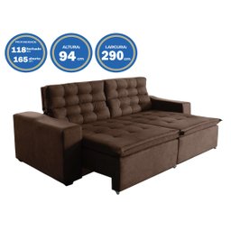 Sofá Londres 290cm Retrátil Reclinável Marrom – WS - 2