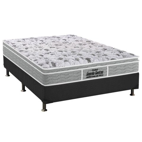 Cama Box Casal: Colchão Ortopédico Probel D45/EP Guarda Costas Próextreme Plus + Base CRC Suede Gray