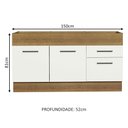Ver imagem 4 de Balcão de Pia Cozinha 150 cm 2 Portas e 2 Gavetas (Sem Tampo e Pia) Rustic/Branco Agata Madesa