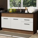 Ver imagem 1 de Balcão de Pia Cozinha 150 cm 2 Portas e 2 Gavetas (Sem Tampo e Pia) Rustic/Branco Agata Madesa