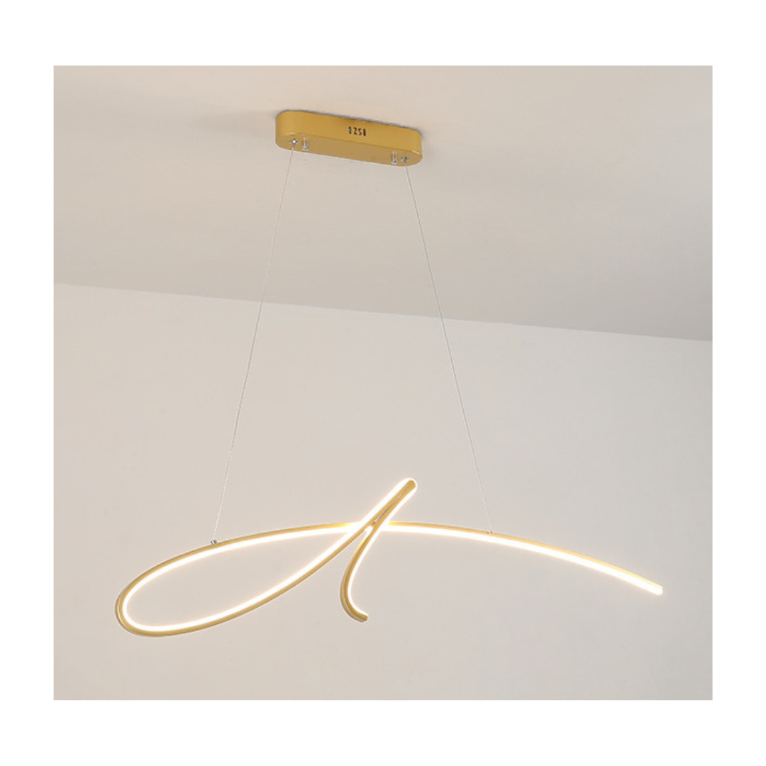 Lustre LED Pendente Moderno Dourado 50W Luz 3000K