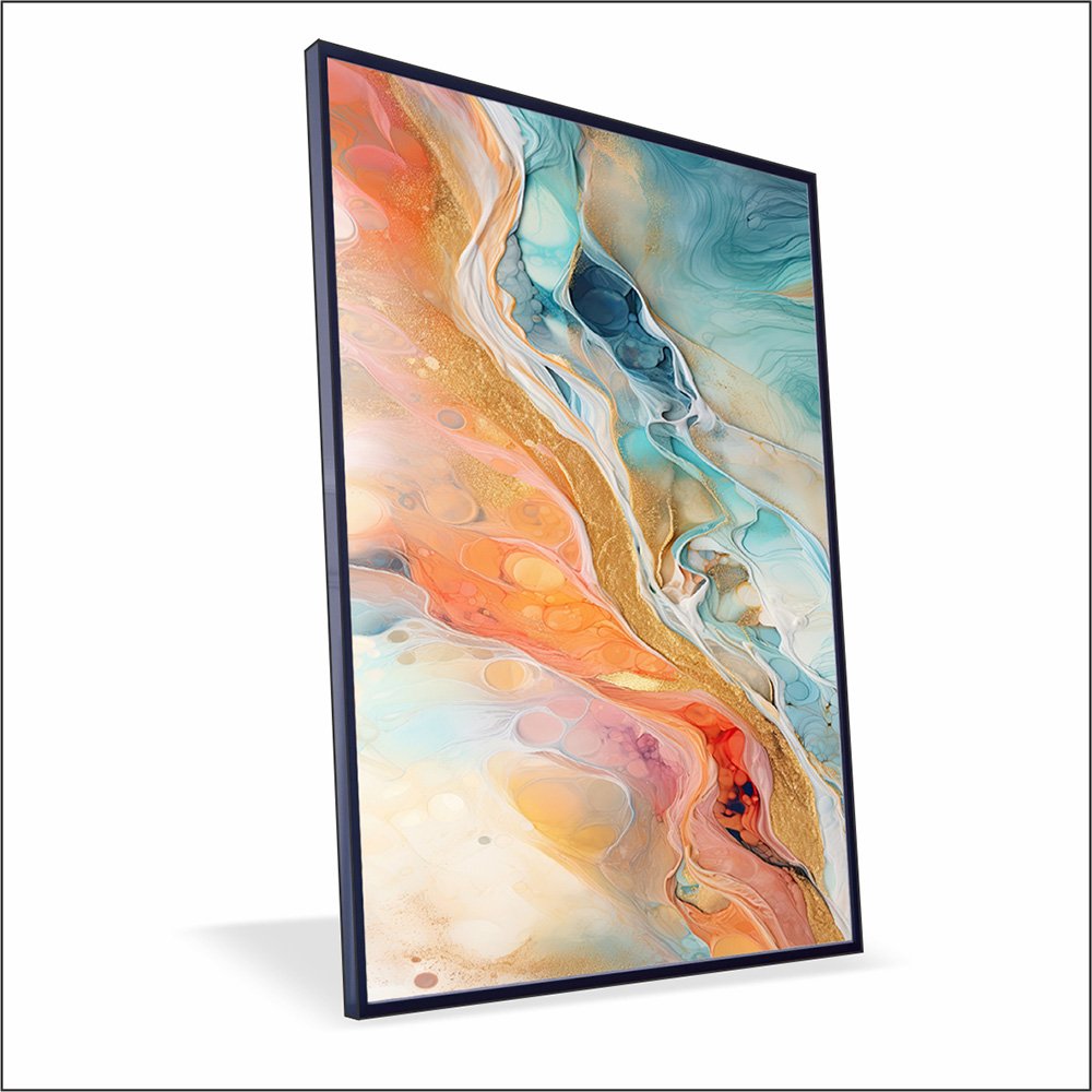 Quadro Marmorizado Salmão Canvas sem Vidro - 1