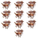Ver imagem 1 de Kit de 10 Conjuntos de Mesa Dobrável 70x110 com 4 Cadeiras Imbuia - Cor: Marrom