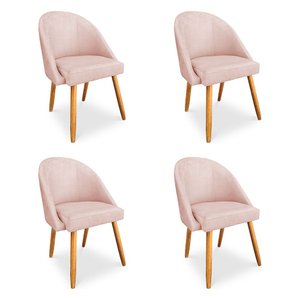 Kit 04 Cadeiras Jantar Bela Suede Pés Palito Castanho - Pallazio