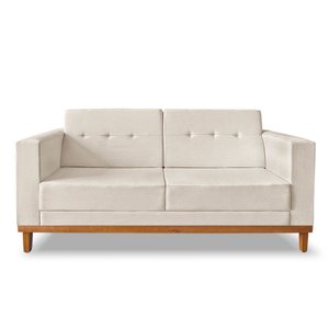 Sofa Beny 3 Lugares Linho Bege Soft Madeira Prima