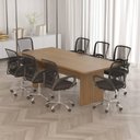 Ver imagem 2 de Mesa de Reunião para Escritório 220x100cm Me4190 Amêndoa