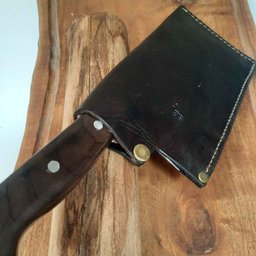 Machadinho/Cutelo Para Churrasco Aço Inox 8 PL Bainha Couro - 5 Machadinho/Cutelo Para Churrasco Aço Inox 8 PL Bainha Couro - 5