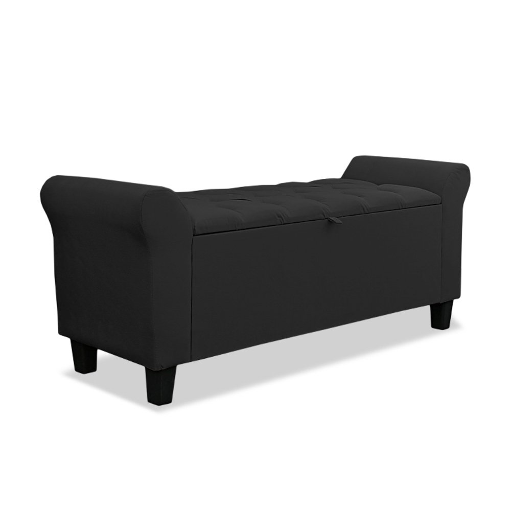 Divã Recamier Baú 1.30 para Cama de Casal Dubai Pávia Preto - Lh Móveis - 2