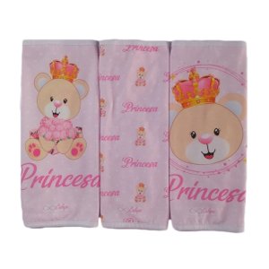 Kit 3 Paninhos de Boca Ursinha Princesa com Prendedor de Chupeta
