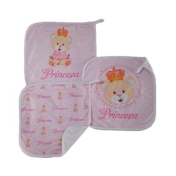 Kit 3 Paninhos de Boca Ursinha Princesa com Prendedor de Chupeta - 2