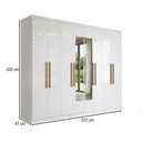 Ver imagem 4 de Guarda-roupa Casal Monte 8 Portas 4 Gavetas 100% Mdf com Espelho Branco - Pnr Móveis