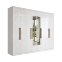 Ver imagem 3 de Guarda-roupa Casal Monte 8 Portas 4 Gavetas 100% Mdf com Espelho Branco - Pnr Móveis