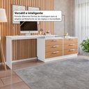 Ver imagem 5 de Escrivaninha em L com 6 Gavetas Flex Multimóveis Crrui-ESC006 Branco/Madeirado