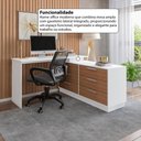 Ver mais imagens de Escrivaninha em L com 6 Gavetas Flex Multimóveis Crrui-ESC006 Branco/Madeirado