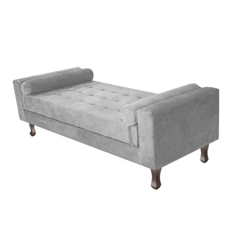 Recamier Baú Félix Solteiro 140 cm Suede - Doce Sonho Móveis ML/R1/FELIX/140/B/S Cinza