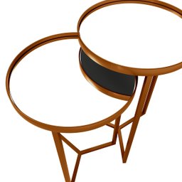 Conjunto de Mesa Lateral Aço com Espelho Redonda Steel Glass Cobre - Lh Móveis - 4