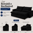 Ver imagem 3 de Sofá Genova Retrátil e Reclinável 280cm - Preto