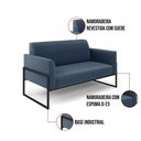 Ver imagem 5 de Sofá Namoradeira Base Industrial Alta Preto Marisa Suede Azul Marinho D03 - D\'rossi