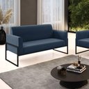 Ver imagem 2 de Sofá Namoradeira Base Industrial Alta Preto Marisa Suede Azul Marinho D03 - D\'rossi