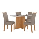 Ver imagem 4 de Mesa de Jantar Celebrare 1,20 com Vidro e 4 Cadeiras Apogeu Tecido Suede Animale Bege Amendoa Clean/