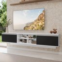 Ver imagem 1 de Rack Suspenso para TV até 80 Polegadas 218 cm 2 Portas Branco/Preto Glamy Madesa