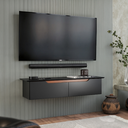 Ver imagem 2 de Rack Suspenso para Sala Quarto Home Estante Parede Bancada Prateleira Flow - Jm3 Móveis:preto/nature