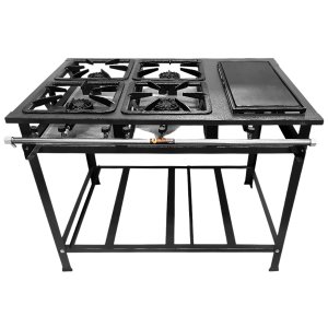 Fogão Industrial 4 Bocas P7 com Chapa Bifeteira Alta Pressão Metalfour