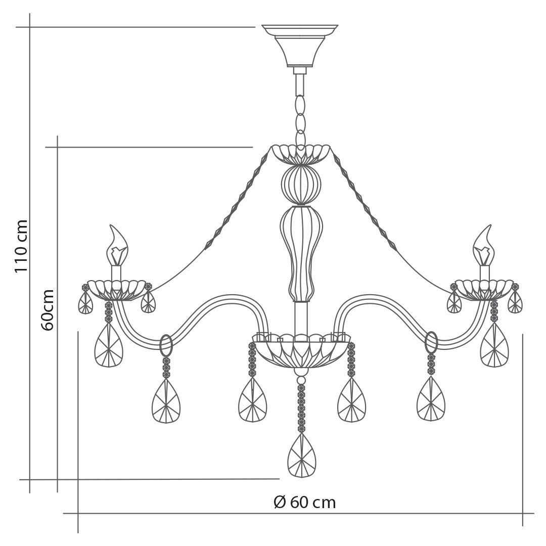 Lustre Cristal Sala de Jantar Legítimo Candelabro Maria Tereza 5 Braços Luxo Fumê:fumê/bivolt - 2