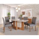 Ver imagem 2 de Conjunto de Mesa de Jantar Tampo de Vidro Off White Louise 1,60 com e 6 Cadeiras Paola Cinamomo/