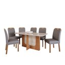 Ver imagem 1 de Conjunto de Mesa de Jantar Tampo de Vidro Off White Louise 1,60 com e 6 Cadeiras Paola Cinamomo/