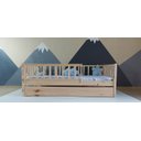 Ver imagem 1 de Bicama Solteiro Base Montessoriana Madeira Maciça Pinus - Verniz Incolor - Grade Vertical Completa