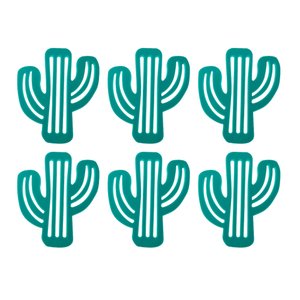 Kit 6 Porta Copo Decorativo em Silicone Formato Cacto Suporte Mesa Bolacha Chopp Verde Água