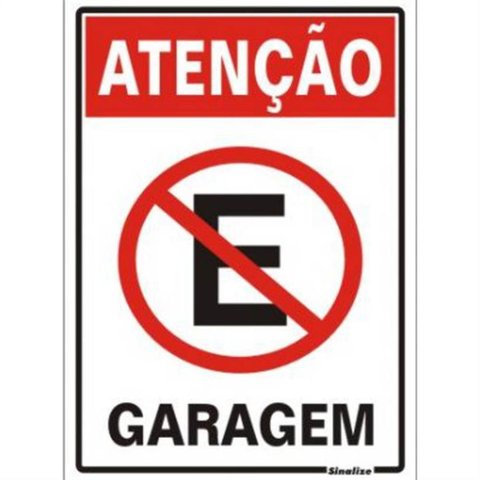 Placa de Poliestireno Auto-adesiva 30x20cm Atenção Garagem - 250 Az - Sinalize Placa 30x20 Atencao G