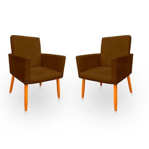 Kit 2 Poltronas Cadeira para Sala Confortável e Minimalista em Suede