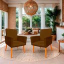 Ver imagem 2 de Kit 2 Poltronas Cadeira para Sala Confortável e Minimalista em Suede