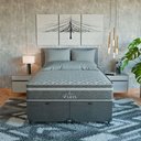 Ver imagem 4 de Cama Box Baú Casal Bipartido Cinza + Colchão Paris Molas Suede Cinza/cinza