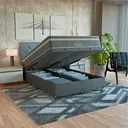 Ver imagem 1 de Cama Box Baú Casal Bipartido Cinza + Colchão Paris Molas Suede Cinza/cinza