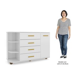 Cômoda Infantil com Cantoneira e 4 Gavetas 100% Mdf New Lorena Branco - Phoenix Phoenix Baby - 5