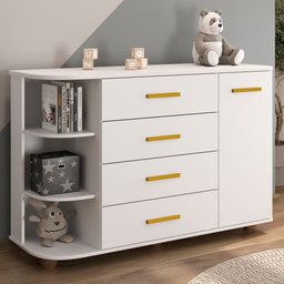 Cômoda Infantil com Cantoneira e 4 Gavetas 100% Mdf New Lorena Branco - Phoenix Phoenix Baby - 2