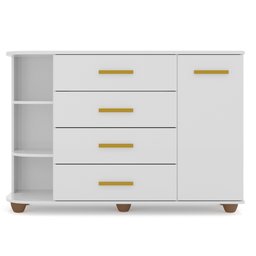 Cômoda Infantil com Cantoneira e 4 Gavetas 100% Mdf New Lorena Branco - Phoenix Phoenix Baby - 6