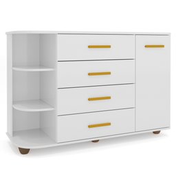 Cômoda Infantil com Cantoneira e 4 Gavetas 100% Mdf New Lorena Branco - Phoenix Phoenix Baby - 1