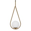 Ver imagem 2 de Luminária Pendente Moderno Gota Bola Metal e Vidro Dourado Fosco