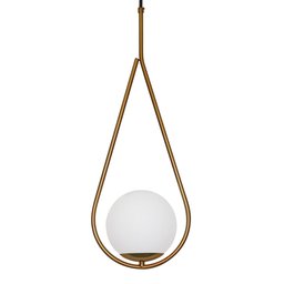 Luminária Pendente Moderno Gota Bola Metal e Vidro Dourado Fosco - 2